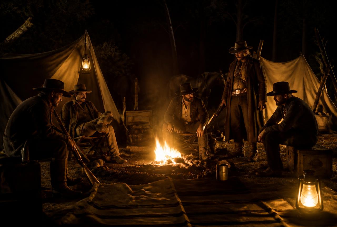 Fogata de campamento compartido en la frontera
